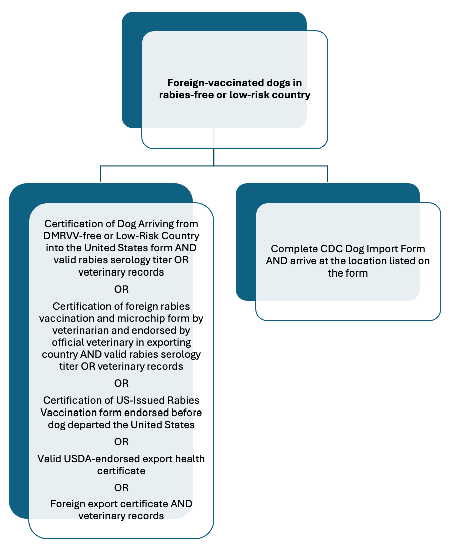 Foreign vaccinated dogs in non high risk country